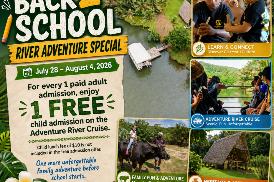 Back 2 School River Adventure Special at the Valley of the Latte Kids FREE ADMISSION